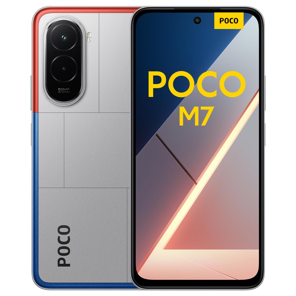 XIAOMI POCO M7 - Smartphone de 8+256GB, Cámara Dual de 50MP con AI, Pantalla inmersiva de 6,9” FHD+, Snapdragon 685, Carga rápida de 33W y Reversible de 18W, Cargador no Incluido, Plata (Versión ES)