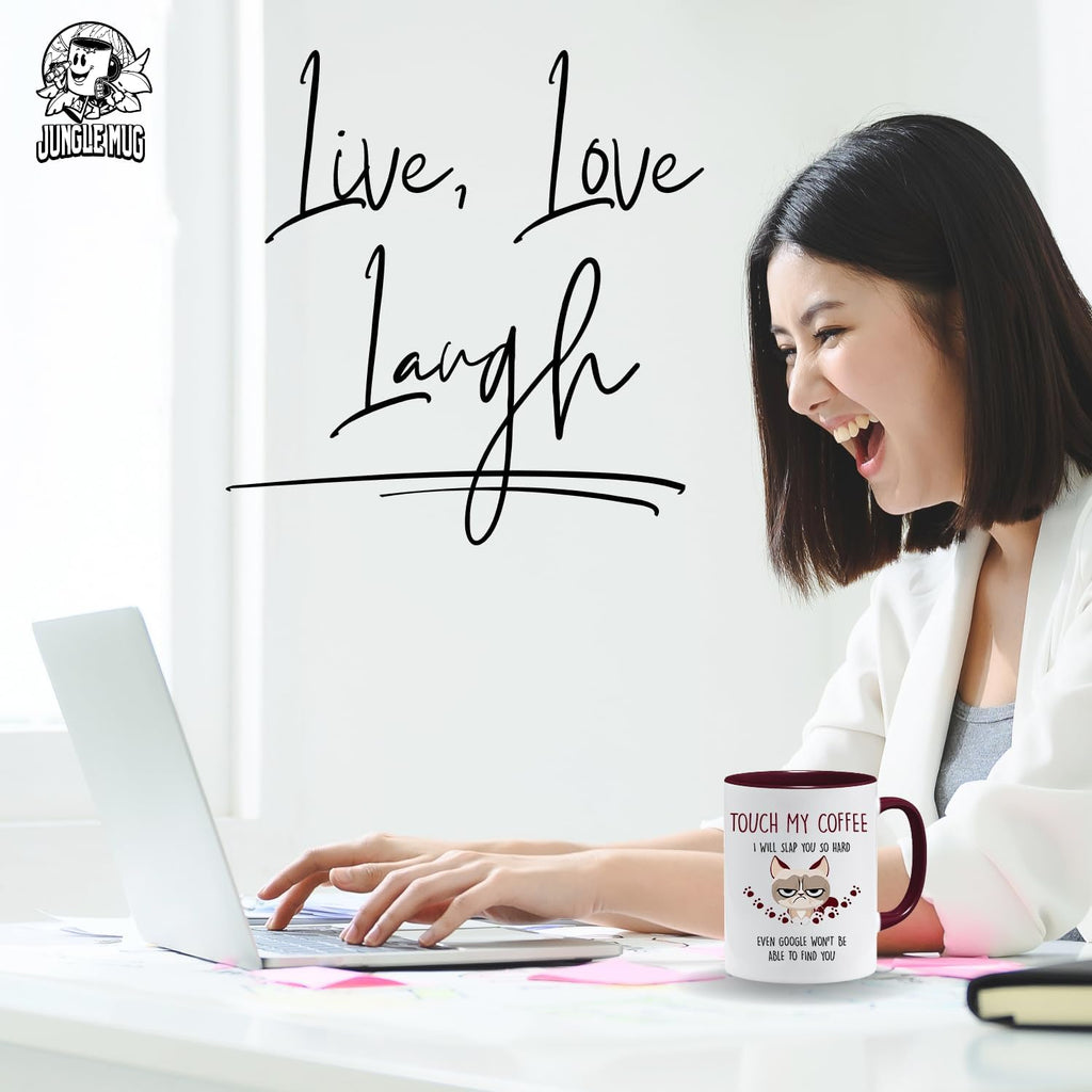 Caneca de gato | Touch My Coffee | Presentes para mãe | Presentes de aniversário para mulheres | Caneca de café para gatos | Canecas sarcásticas grosseiras | Canecas de gato para mulheres e homens |