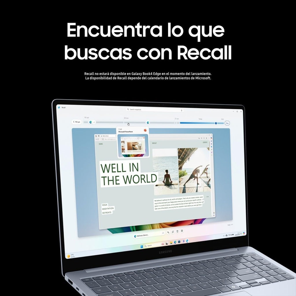 Samsung Galaxy Book4 Edge, computador portátil IA Copilot+, PC HDR de 16", Snapdragon X Elite X1E-84-100, 16GM RAM, 1TB SSD, Qualcomm Adreno GPU, Windows 11 Home, azul, teclado QWERTY espanhol