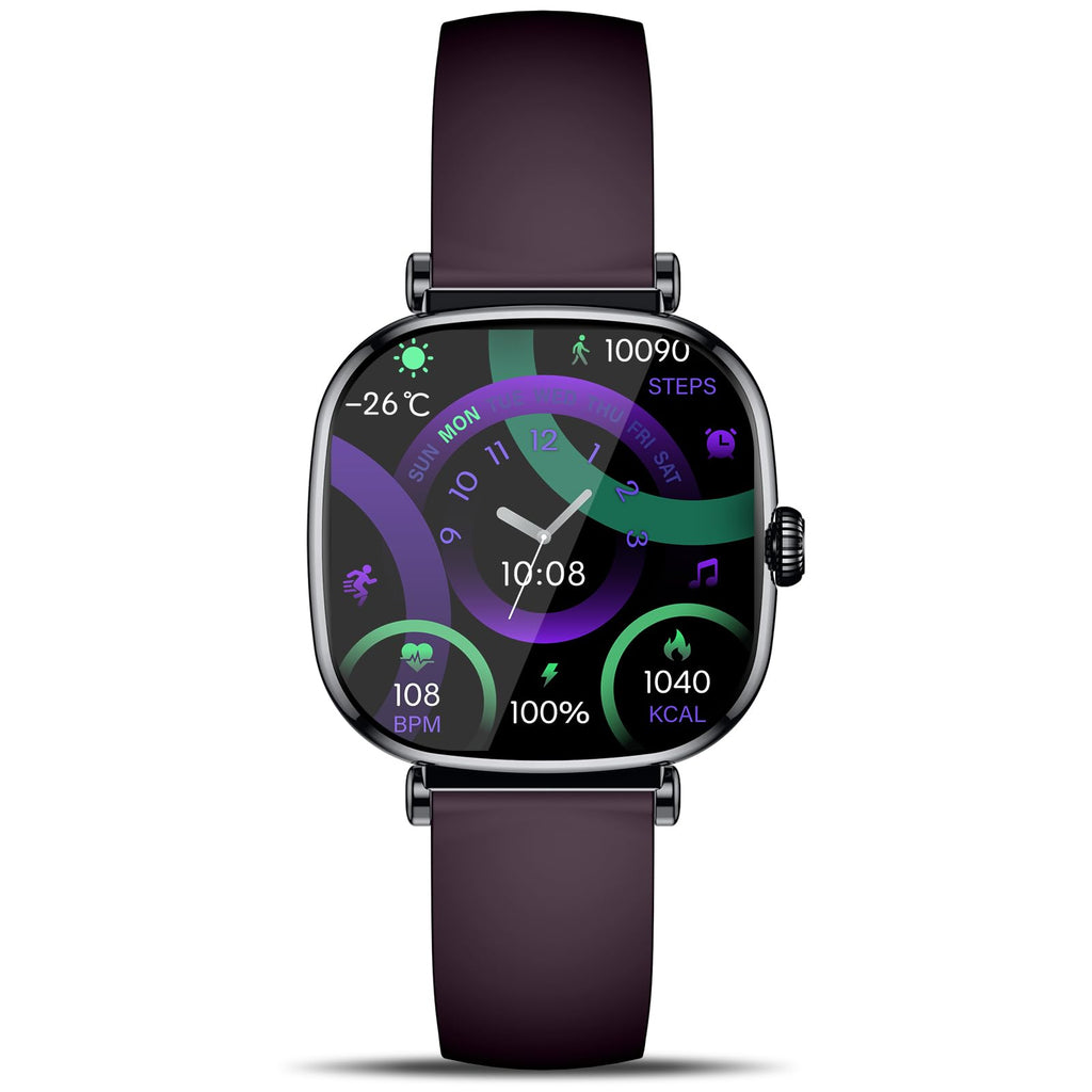 Women's Smart Watch with Call, Small Round 1.7 Inch AMOLED Smartwatch with Menstrual Cycle Monitoring, 100+ Sports Modes Bracelet Activity (Grey)