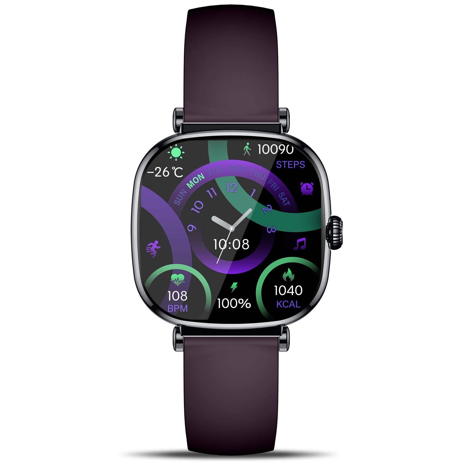 Women's Smart Watch with Call, Small Round 1.7 Inch AMOLED Smartwatch with Menstrual Cycle Monitoring, 100+ Sports Modes Bracelet Activity (Grey)