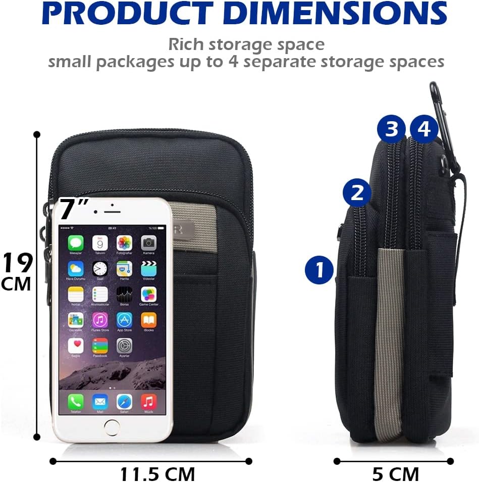 SPAHER Pequeno bolsa de cintura cinto homem mala de tiracolo homem pequenas bolsas de ombro homem desporto bolso homem pequeno cintura móvel bolsa de cintura presente para homem, Preto