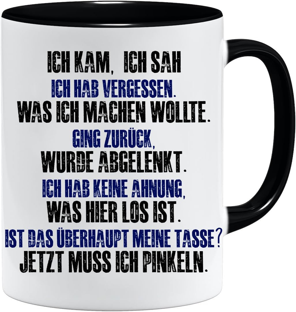 Jungle Mug Caneca com texto em alemão «Ich kam, ich sah, ich hab verges» | ideia de presente para colegas, amigos e familiares, caneca de café para escritório e casa | presente para colegas