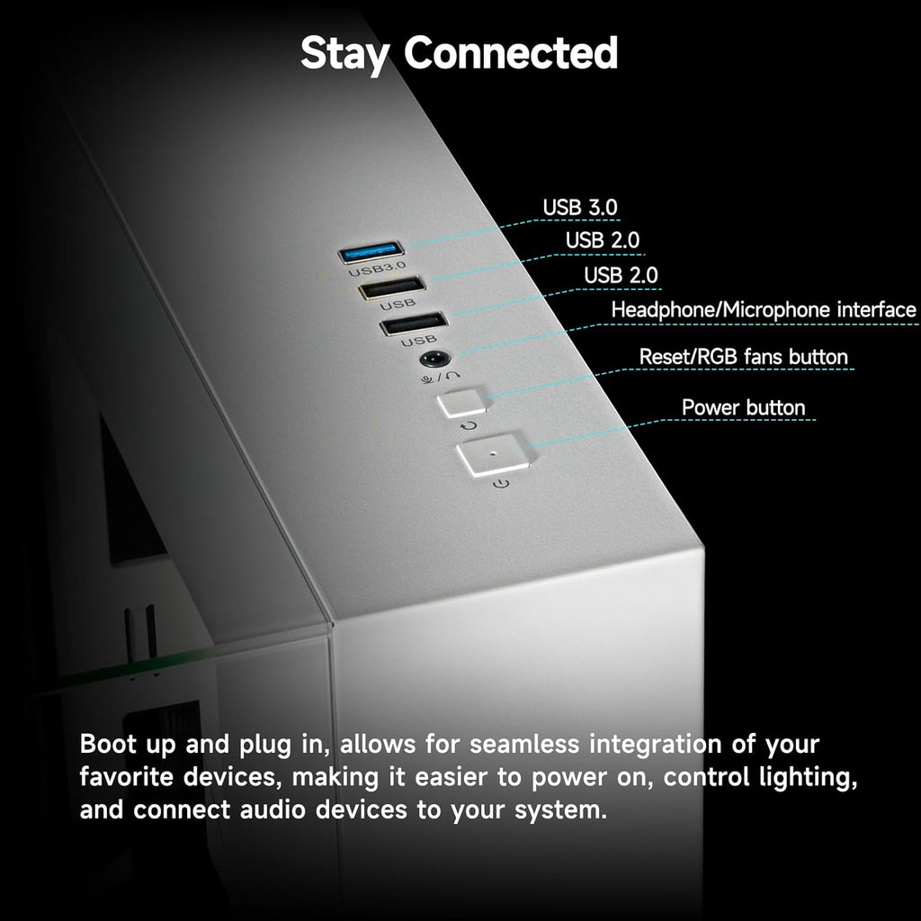 Gaming PC Desktop Computer - Ryzen 5 5600, Radeon RX 6500XT 4GB, 16GB DDR4 RAM, 1TB NVME SSD, Prebuilt Tower Computer (White)