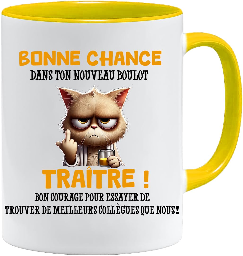 Jungle Mug Caneca do colega | presente divertido de início para colega | Boa sorte traidor! Caneca de humor preto | Caneca de presente para escritório, compatível com máquina de lavar louça e