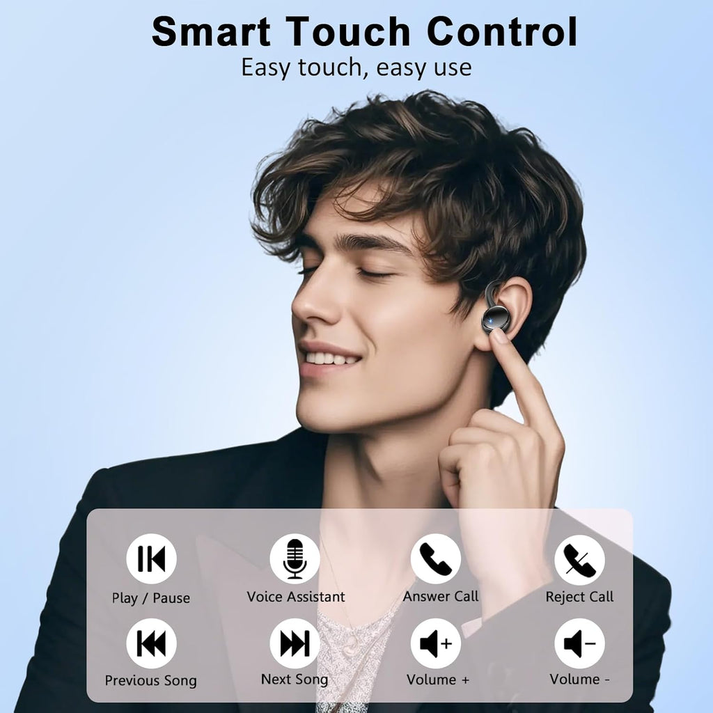 Bluetooth Headphones Sport Wireless Bluetooth 5.4 Earbuds with 4 ENC Mics Noise Cancelling ENC In-Ear Headphones with HiFi Stereo, 50 Hours Playtime, Earbuds