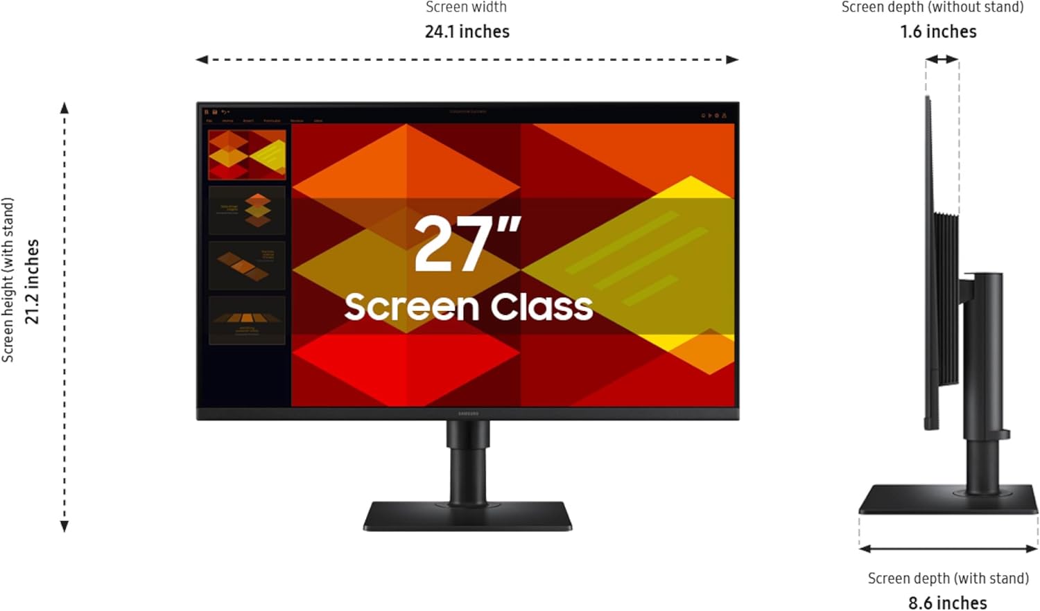 Samsung 27” (S40GD) Borderless Business Monitor with IPS Panel, 100Hz Refresh Rate, Eye Saver Mode, Ergonomic Design, Game Picture Mode, LS27D408GANXGO