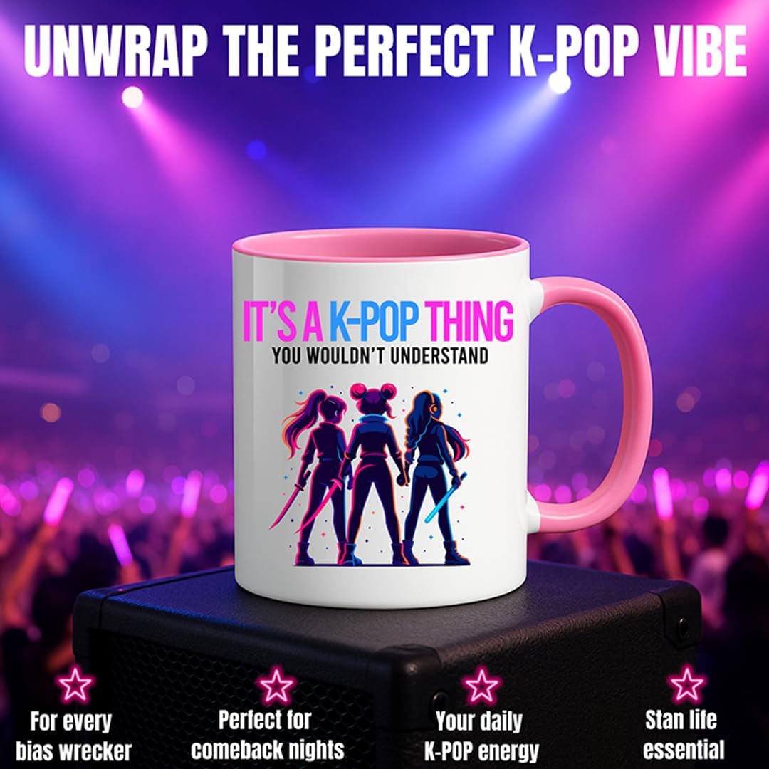 kpop Caneca de anime com texto "It's a Kpop Thing" | Ideia de presente divertida para fãs de anime | Caneca de merchandising Kpop para escritório ou escola |