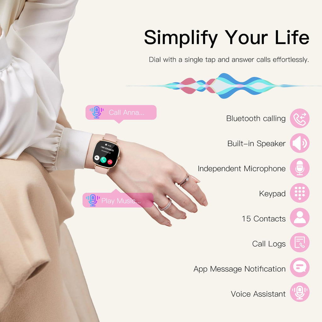 Women's Smart Watch with Call, Small Round 1.7 Inch AMOLED Smartwatch with Menstrual Cycle Monitoring, 100+ Sports Modes Bracelet Activity (Grey)