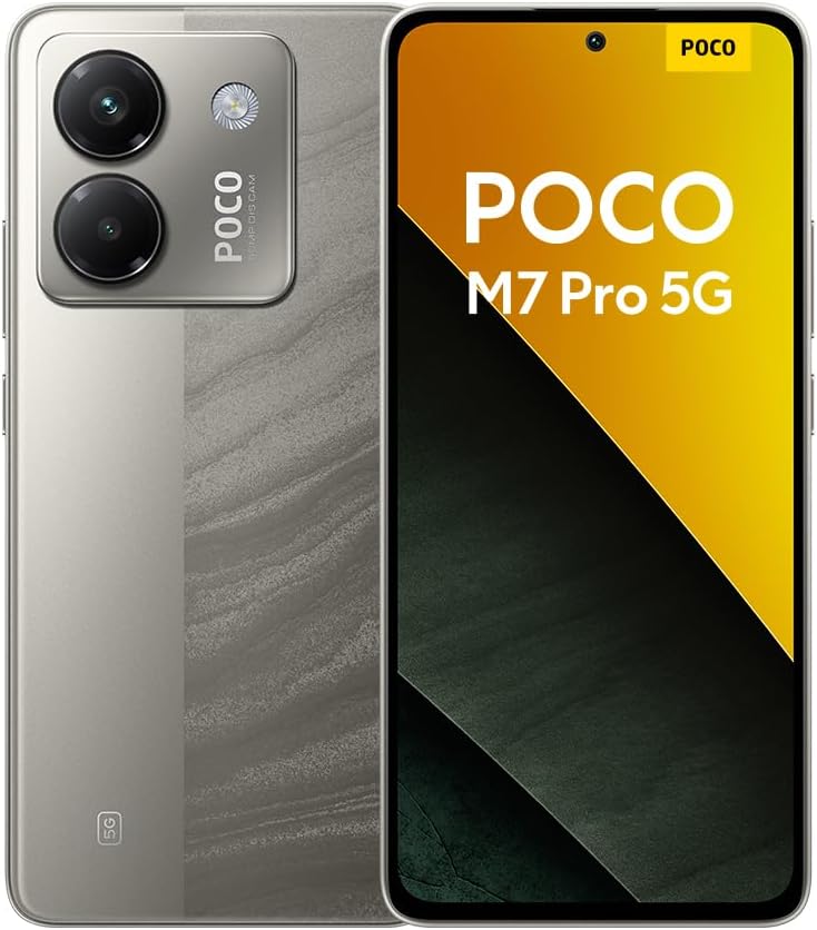 XIAOMI POCO M7 Pro 5G - Smartphone de 12+512GB, Cámara de 50 MP Sony con OIS, Pantalla AMOLED de 6,67" 120 Hz, Carga Turbo de 45W, Cargador no Incluido, Plata (Versión ES)