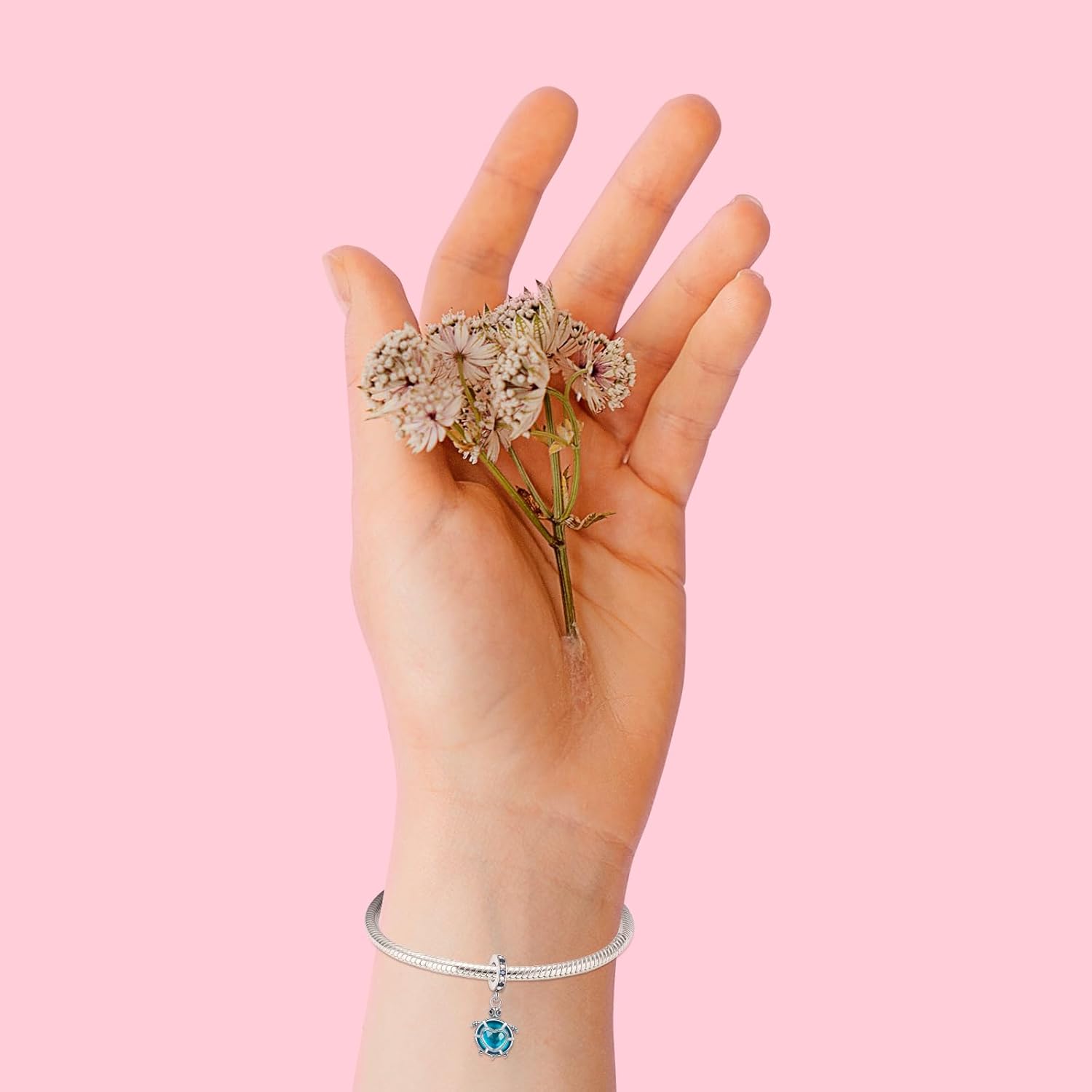 NINGAN 925 Pingente de charme de prata esterlina eu amo a minha família, pulseira colar e pérolas para presentes de aniversário familiares femininos