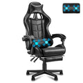 Silla gamer Soontrans con masajeador, reposapiés y reposacabezas, ergonómica, cojín de masaje lumbar, transmisión en vivo de YouTube y PlayStation (azul) 