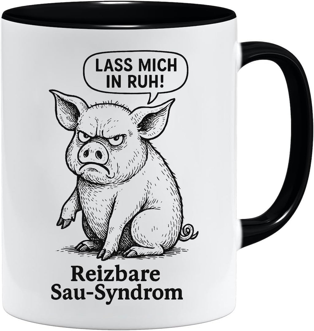 Jungle Mug Caneca divertida com porco | Caneca com síndrome de cerda irritável | Presente divertido para colegas, homens, mulheres, escritório, café e humor