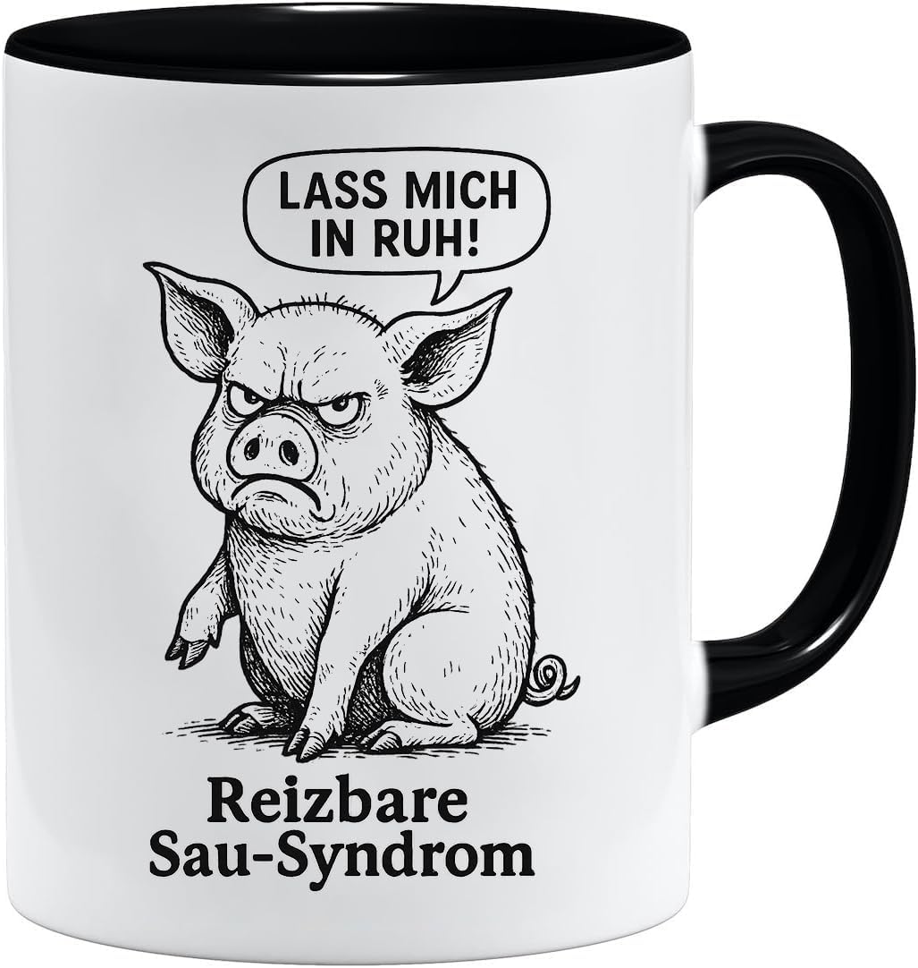Jungle Mug Caneca divertida com porco | Caneca com síndrome de cerda irritável | Presente divertido para colegas, homens, mulheres, escritório, café e humor