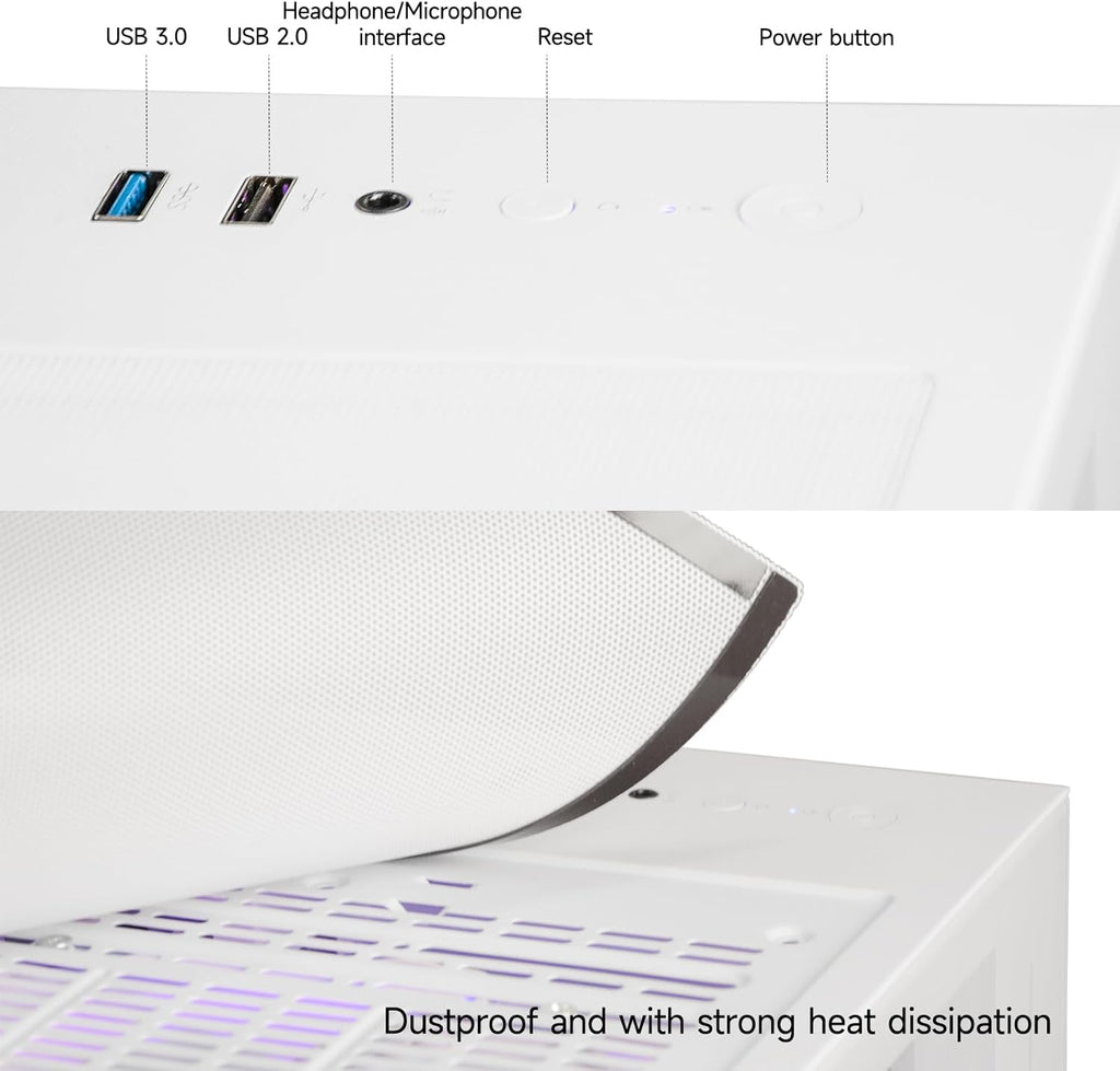 Gaming PC Desktop, Ryzen 7 8700F, GeForce RTX 5060(8G), 32GB DDR5 RAM, 1TB NVMe 3.0 SSD, Wi-Fi 6 650W PSU High-end Tower Computer (White)