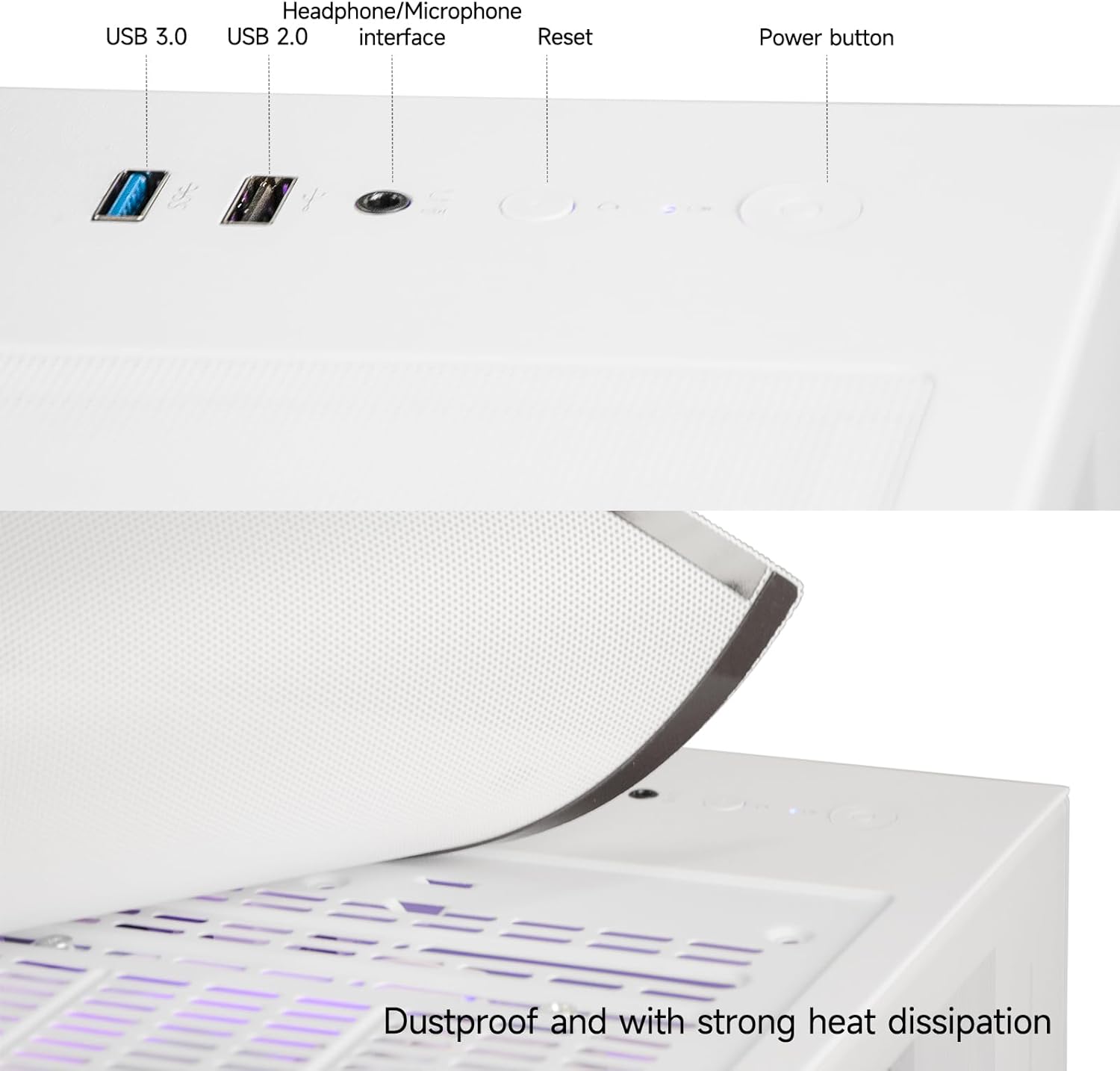 Gaming PC Desktop, Ryzen 7 8700F, GeForce RTX 5060(8G), 32GB DDR5 RAM, 1TB NVMe 3.0 SSD, Wi-Fi 6 650W PSU High-end Tower Computer (White)