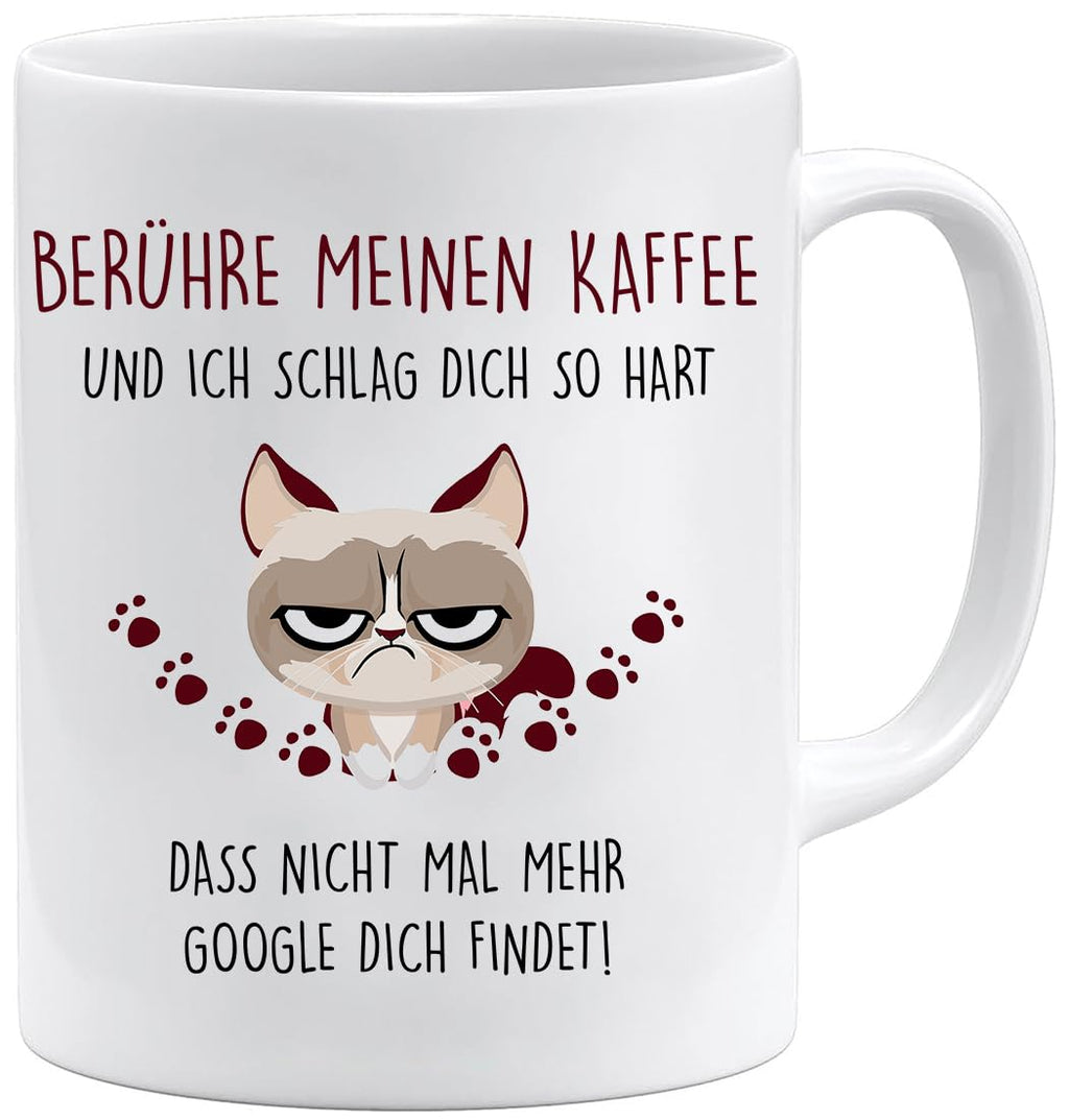 Jungle Mug Caneca com texto | Toque no meu café e eu te bata tão duro | caneca para o trabalho | caneca de trabalho | caneca de trabalho | caneca de trabalho divertida (rosa)