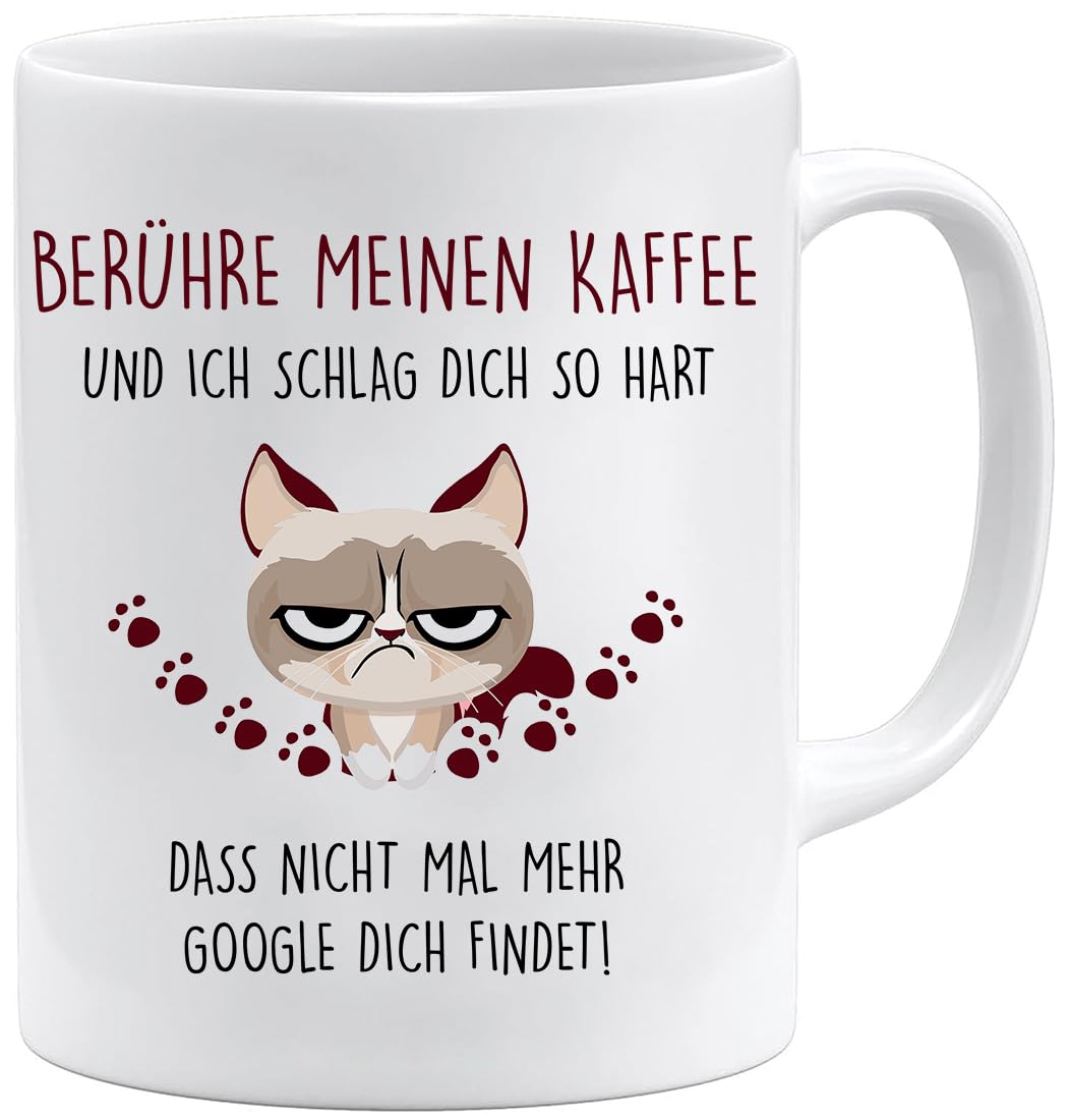 Jungle Mug Caneca com texto | Toque no meu café e eu te bata tão duro | caneca para o trabalho | caneca de trabalho | caneca de trabalho | caneca de trabalho divertida (rosa)