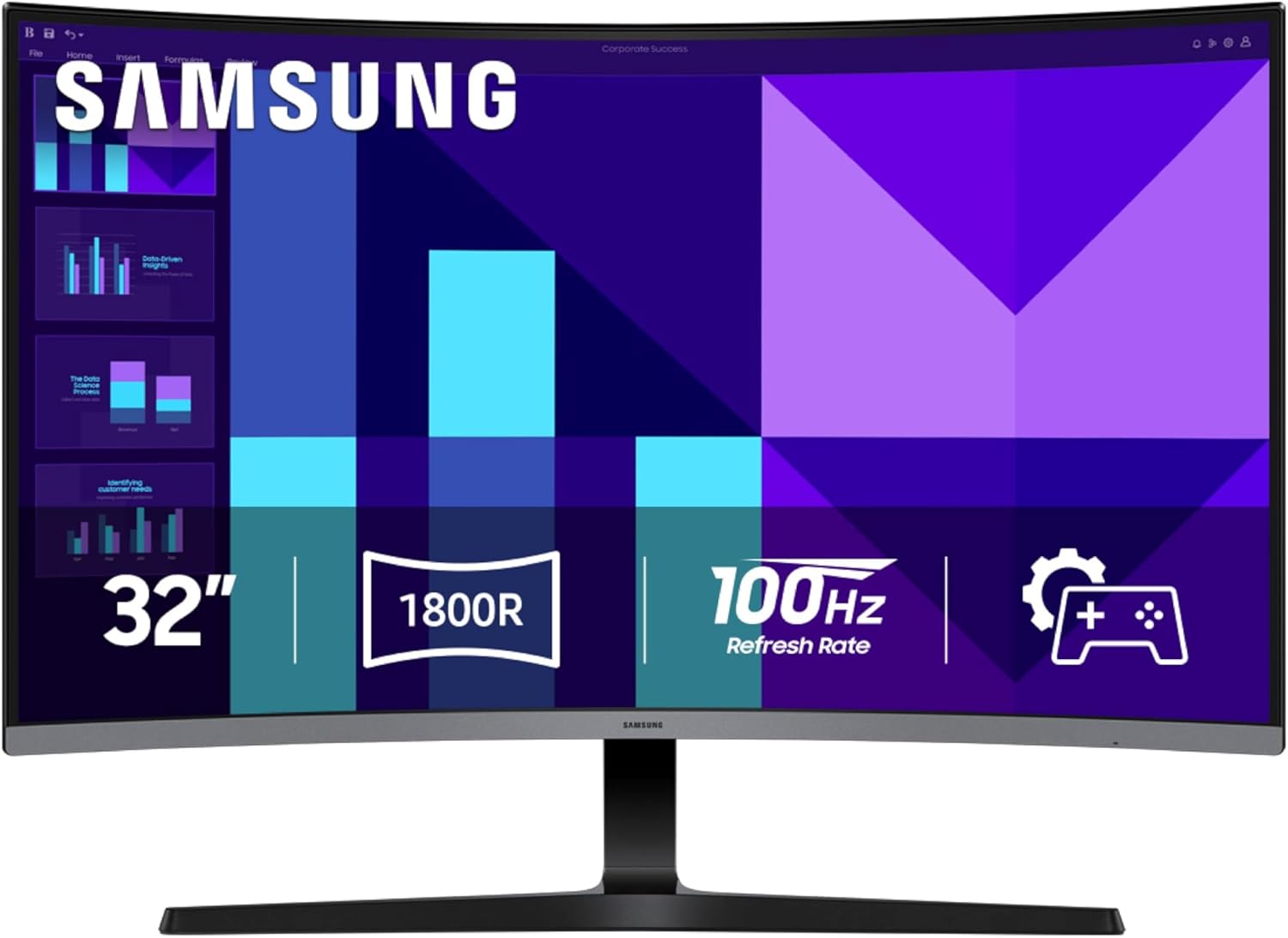Samsung 27-inch S3 (S39GD) FHD 100Hz Curved Monitor, Game Mode, Eye Saver Mode, Multiple Connectivity with HDMI Port, Built-in Speakers, LS27D396GANXZA, 2025
