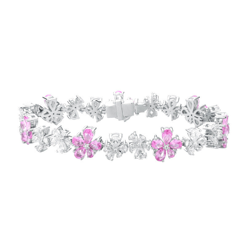 Flower Bracelet with Cubic Zirconia