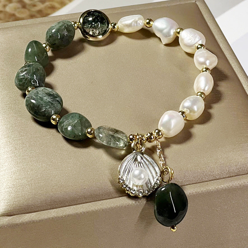 Natural Crystal Bracelet – Rutilated Green Quartz