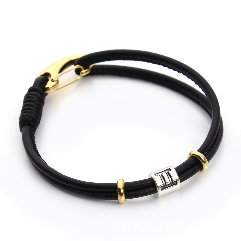 Pulseira Zodíaco de Couro