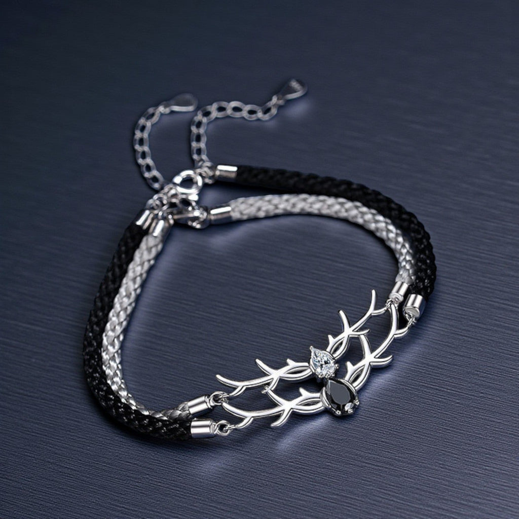 Pulseira de Corda Trançada com Zircónia