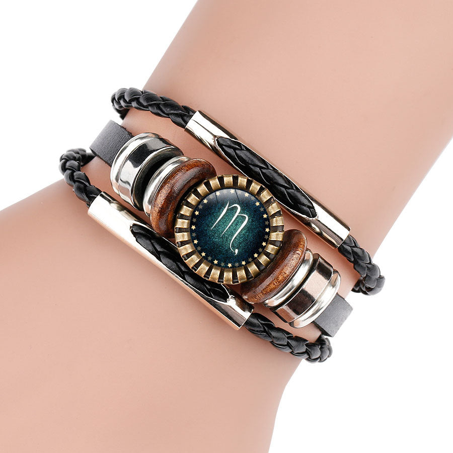 Pulsera de cuero del zodiaco