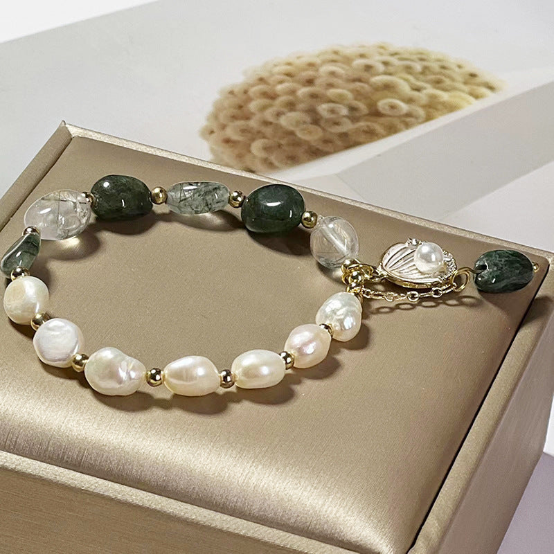 Natural Crystal Bracelet – Rutilated Green Quartz