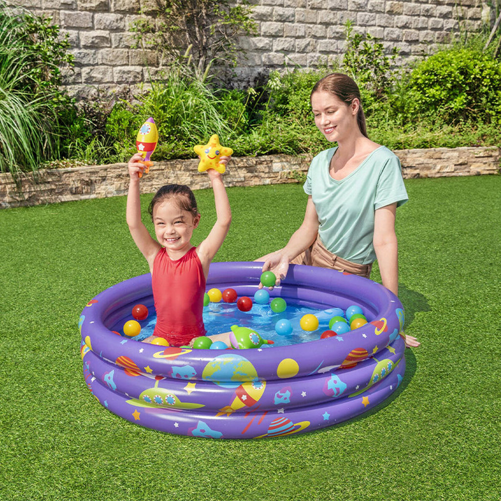 Bestway Piscina Insuflável Infantil 3 Argolas com Bolas 102x25 cm +2 Anos Interior e Jardim 52466