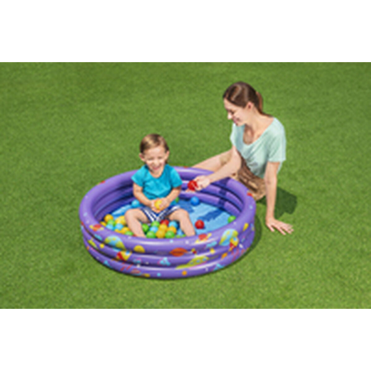 Bestway Piscina Insuflável Infantil 3 Argolas com Bolas 102x25 cm +2 Anos Interior e Jardim 52466