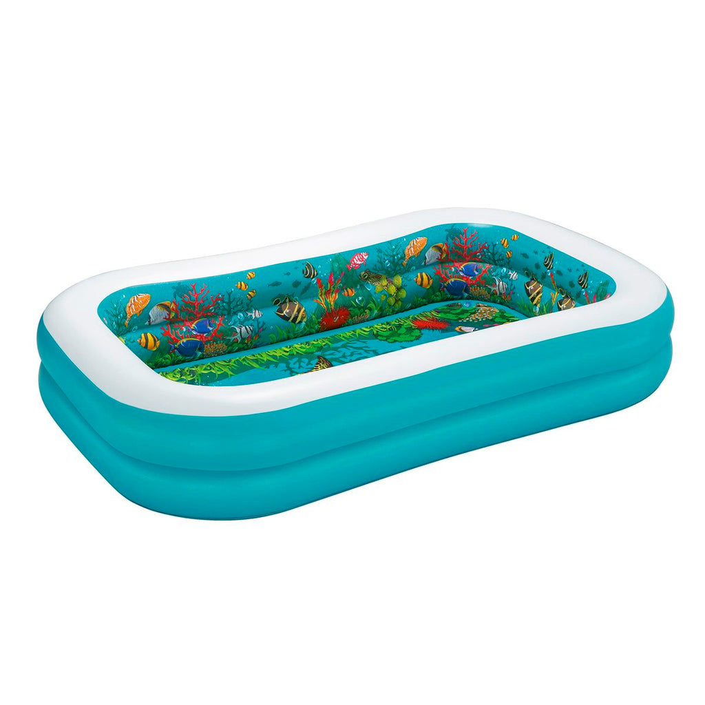 Bestway Inflatable Pool with 2 Chambers, 3D Marine Bottom, with Accessories, 262x175x51 cm, +3 Years, Garden, 54177