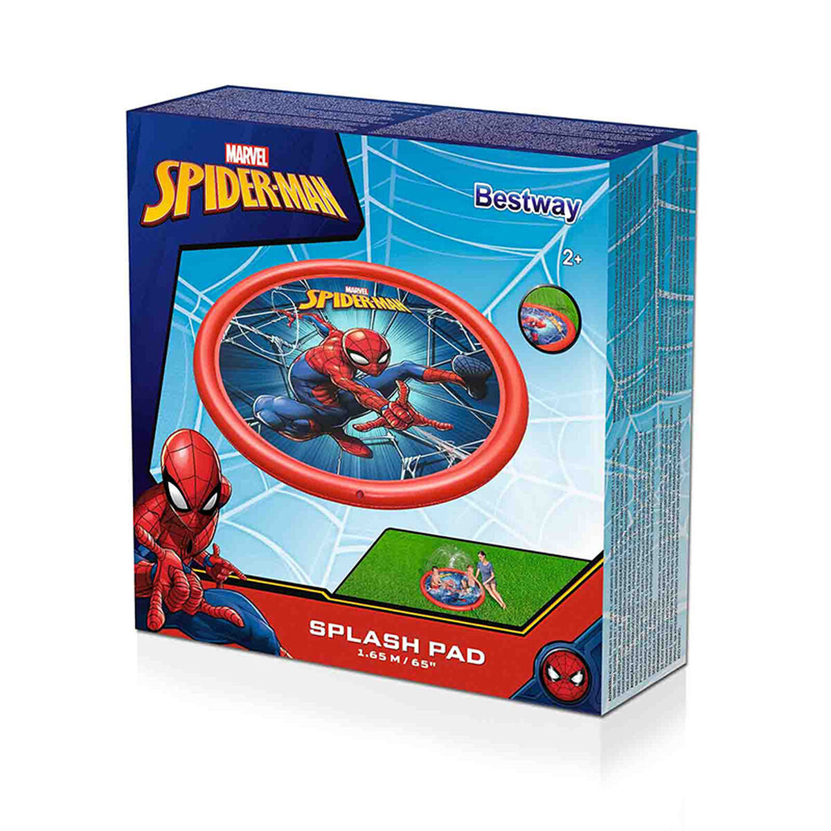Bestway Piscina Inflável com Aspersor Spiderman D165 cm +2 Anos Jardim 98792