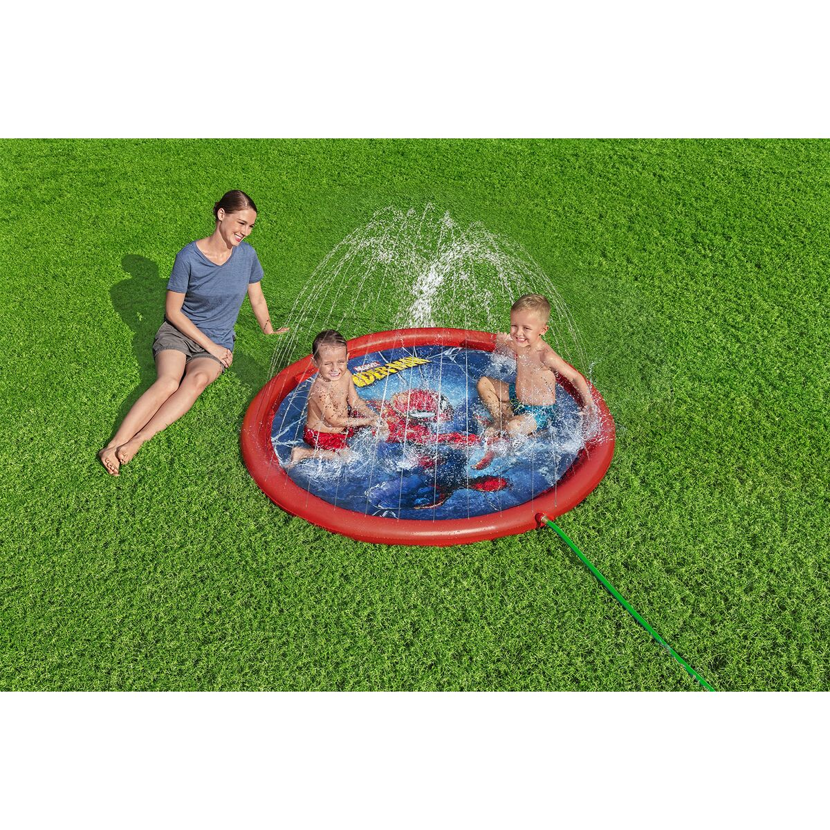 Bestway Piscina Inflável com Aspersor Spiderman D165 cm +2 Anos Jardim 98792