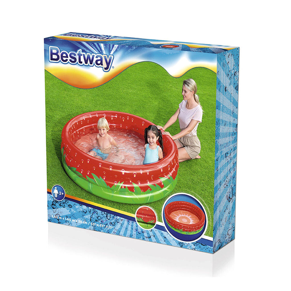 Bestway Piscina Inflável Infantil 3 Anéis Morango 168x38 cm +2 Anos Jardim 51145