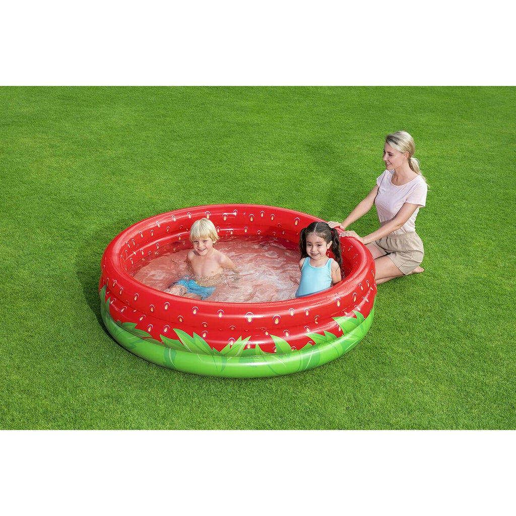 Bestway Piscina Inflável Infantil 3 Anéis Morango 168x38 cm +2 Anos Jardim 51145