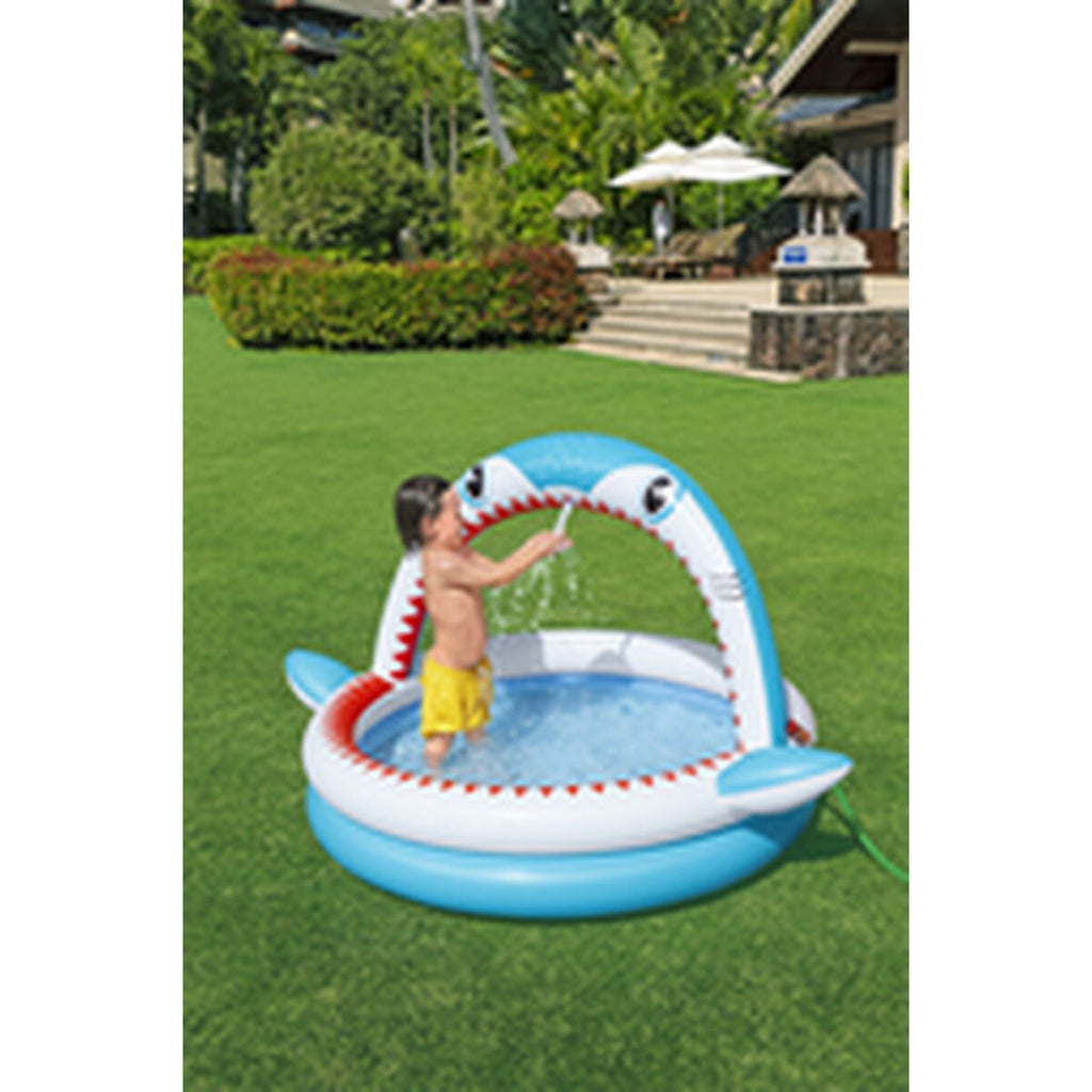 Bestway Piscina Inflável Infantil 2 Anéis Tubarão Aspersor 163x127x92 cm +2 Anos Jardim 53157