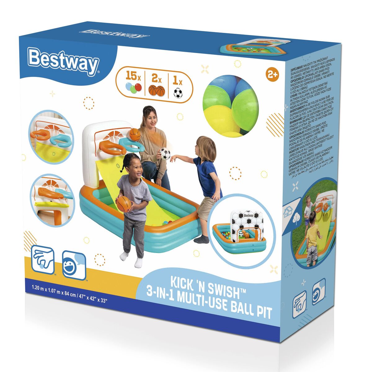 Bestway Piscina Inflável Infantil Jogos Canastas com Pelotas 120x107x84 cm +2 Anos 52728