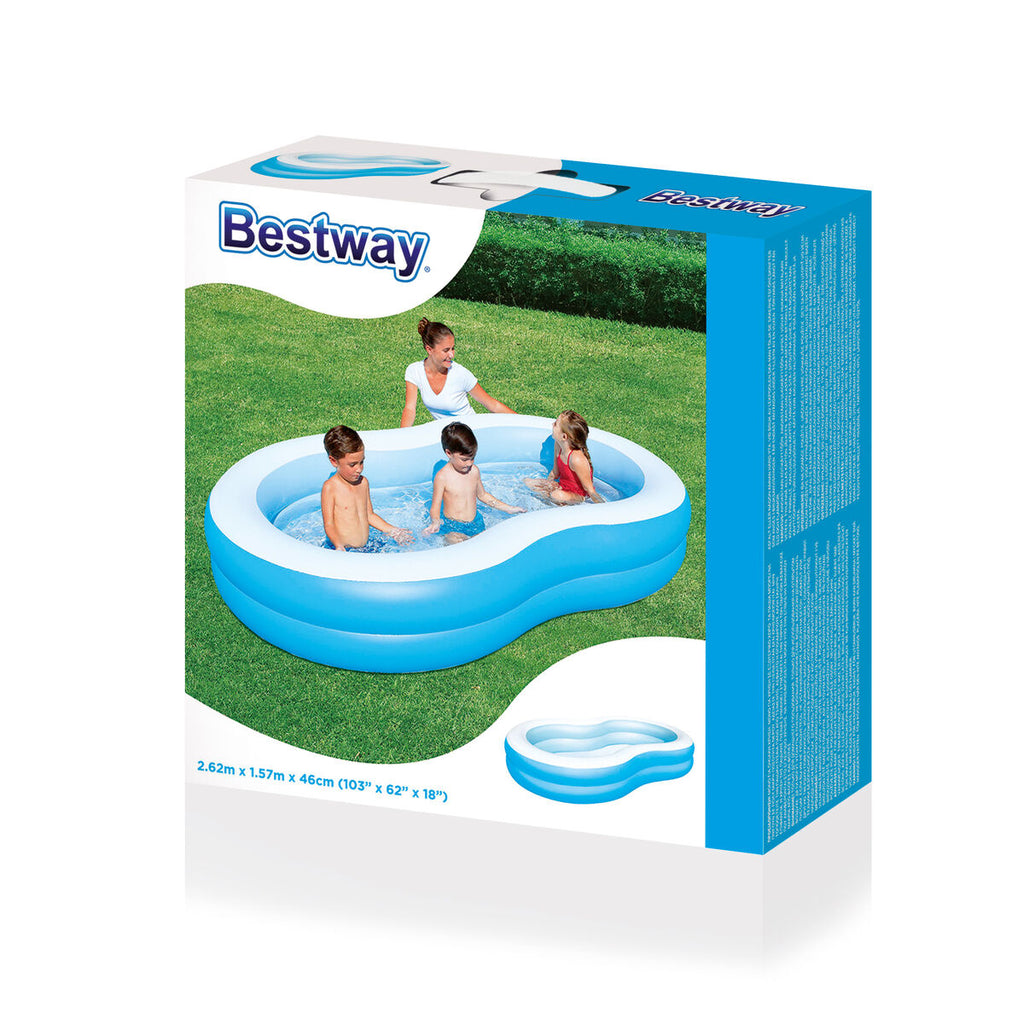 Bestway Piscina Inflável 2 Câmaras Grande Lago 262x157x46 cm +3 Anos Jardim 54117