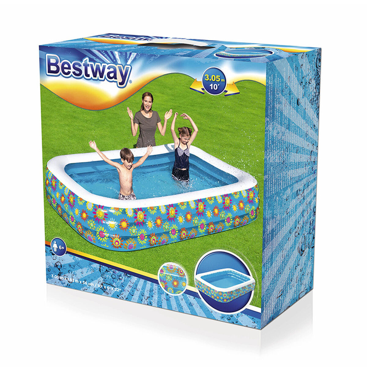 Piscina infantil hinchable Bestway Baloncesto 251x168x102 cm +3 años Jardín 54122