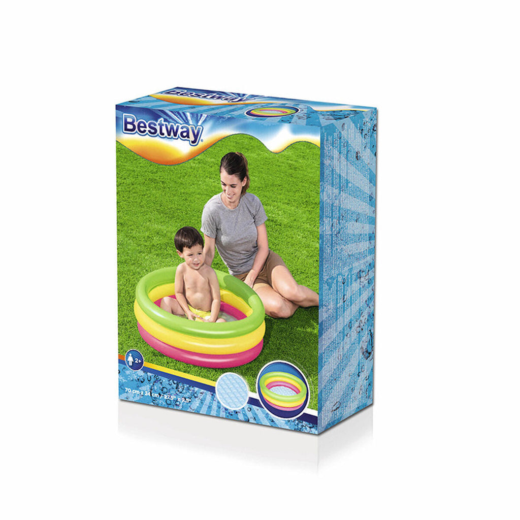 Bestway Piscina Inflável Infantil 3 Argolas Piso Acolchoado 70x24 cm +2 Anos Jardim 51128