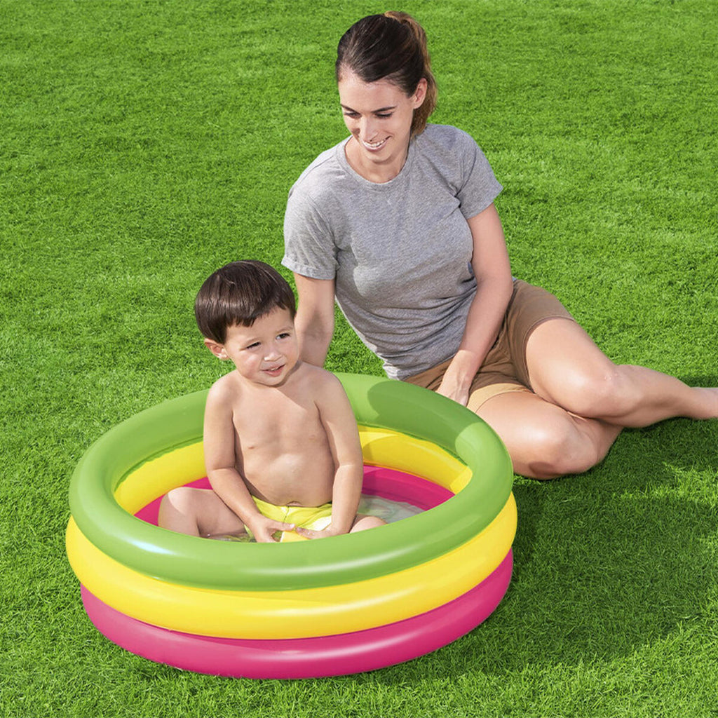 Bestway Piscina Inflável Infantil 3 Argolas Piso Acolchoado 70x24 cm +2 Anos Jardim 51128