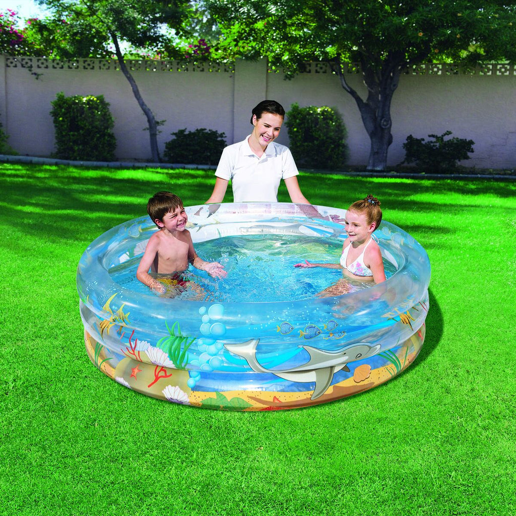 Bestway Piscina Insuflável 3 Aros Transparente Tropical 150x53 cm +6 Anos Jardim 51045
