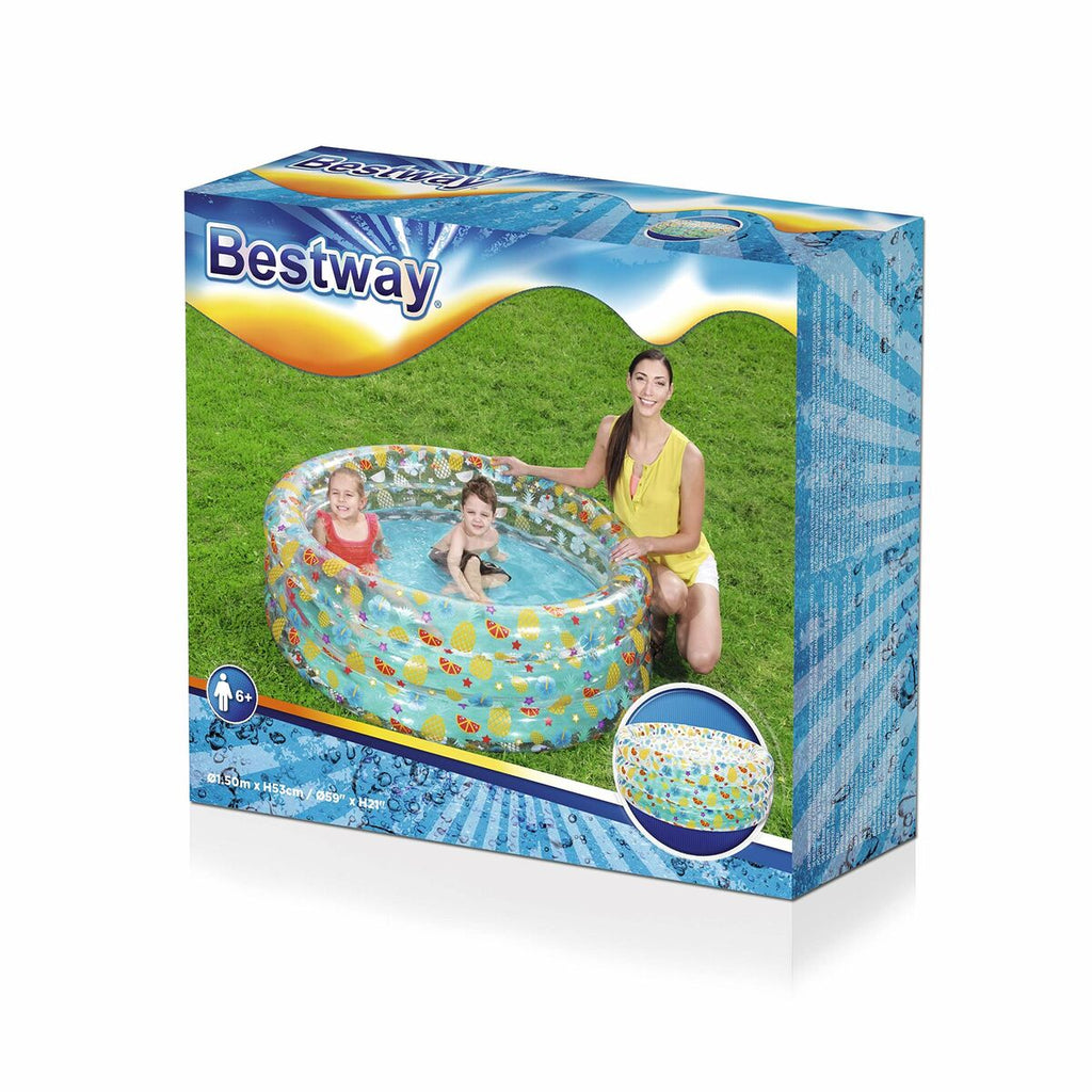 Bestway Piscina Insuflável 3 Aros Transparente Tropical 150x53 cm +6 Anos Jardim 51045