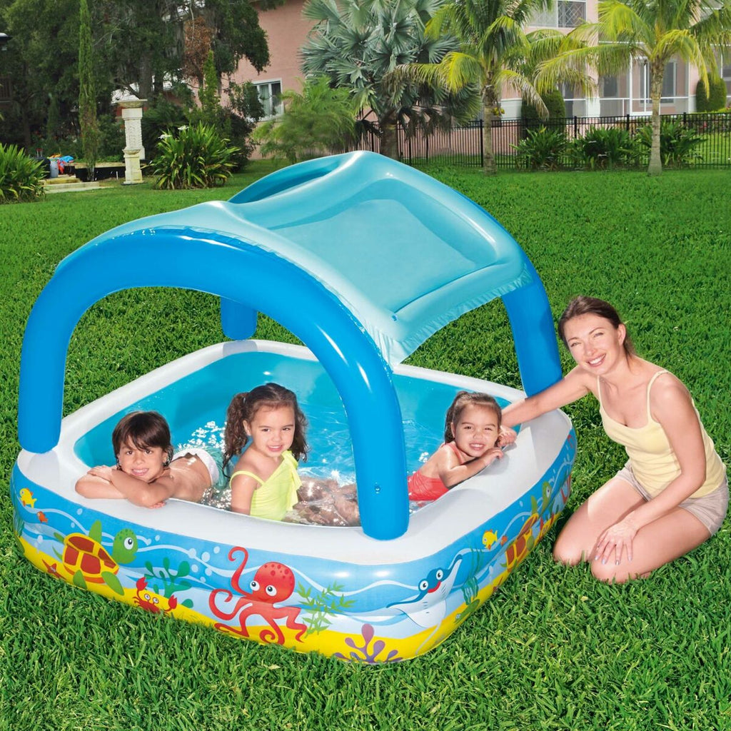 Bestway Piscina Inflável Infantil com Teto Removível 140x140x114cm +2 Anos Jardim 52192