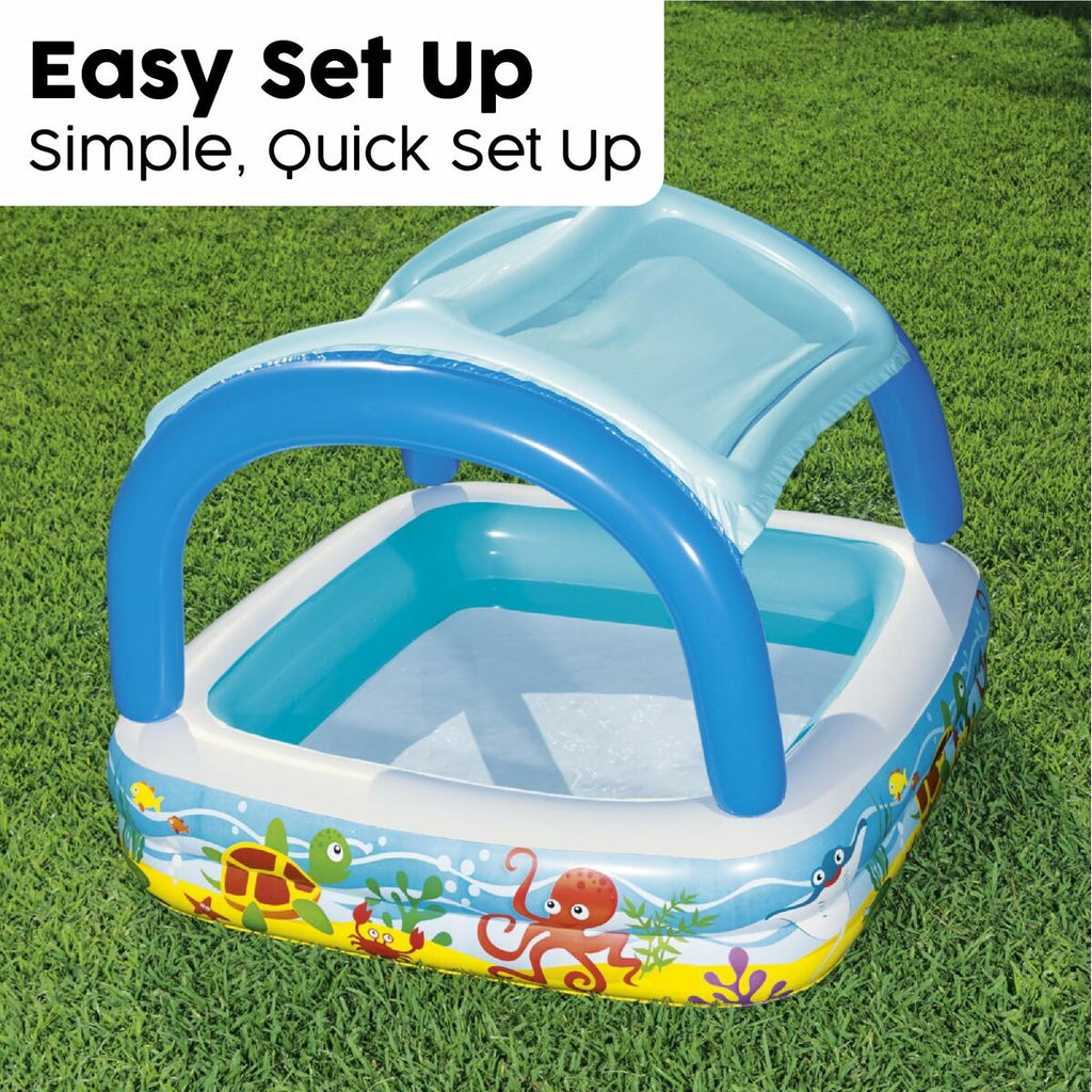 Bestway Piscina Inflável Infantil com Teto Removível 140x140x114cm +2 Anos Jardim 52192