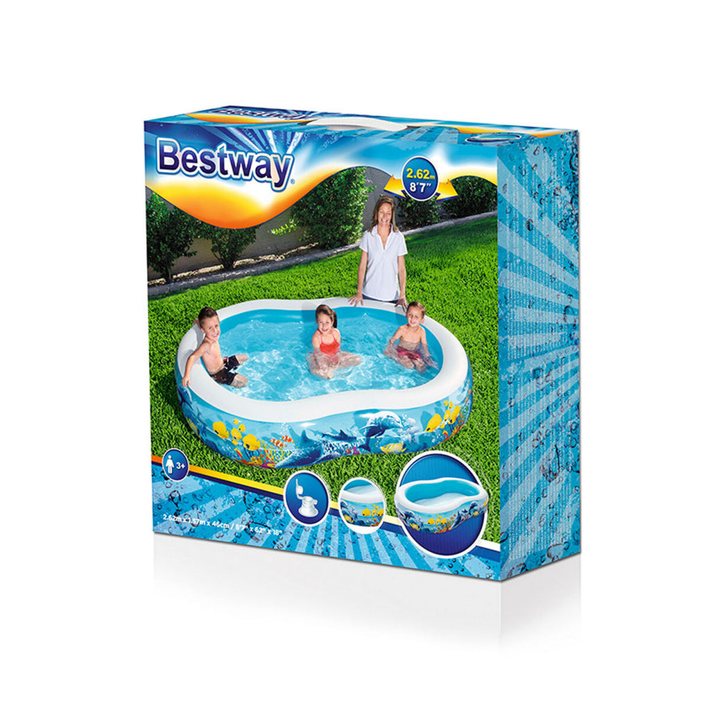 Bestway Piscina Insuflável 2 Câmaras Fundo do Mar 262x157x46 cm +3 Anos Jardim 54118
