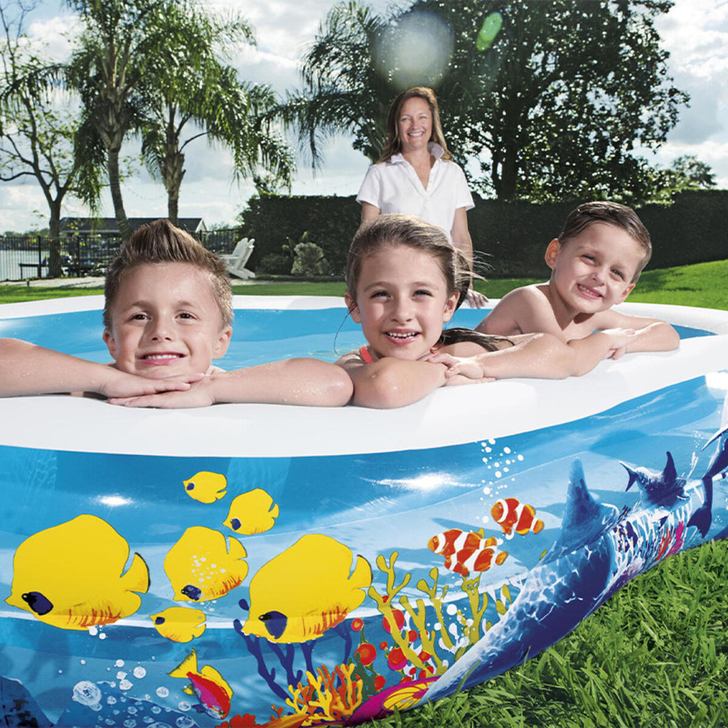 Bestway Piscina Insuflável 2 Câmaras Fundo do Mar 262x157x46 cm +3 Anos Jardim 54118