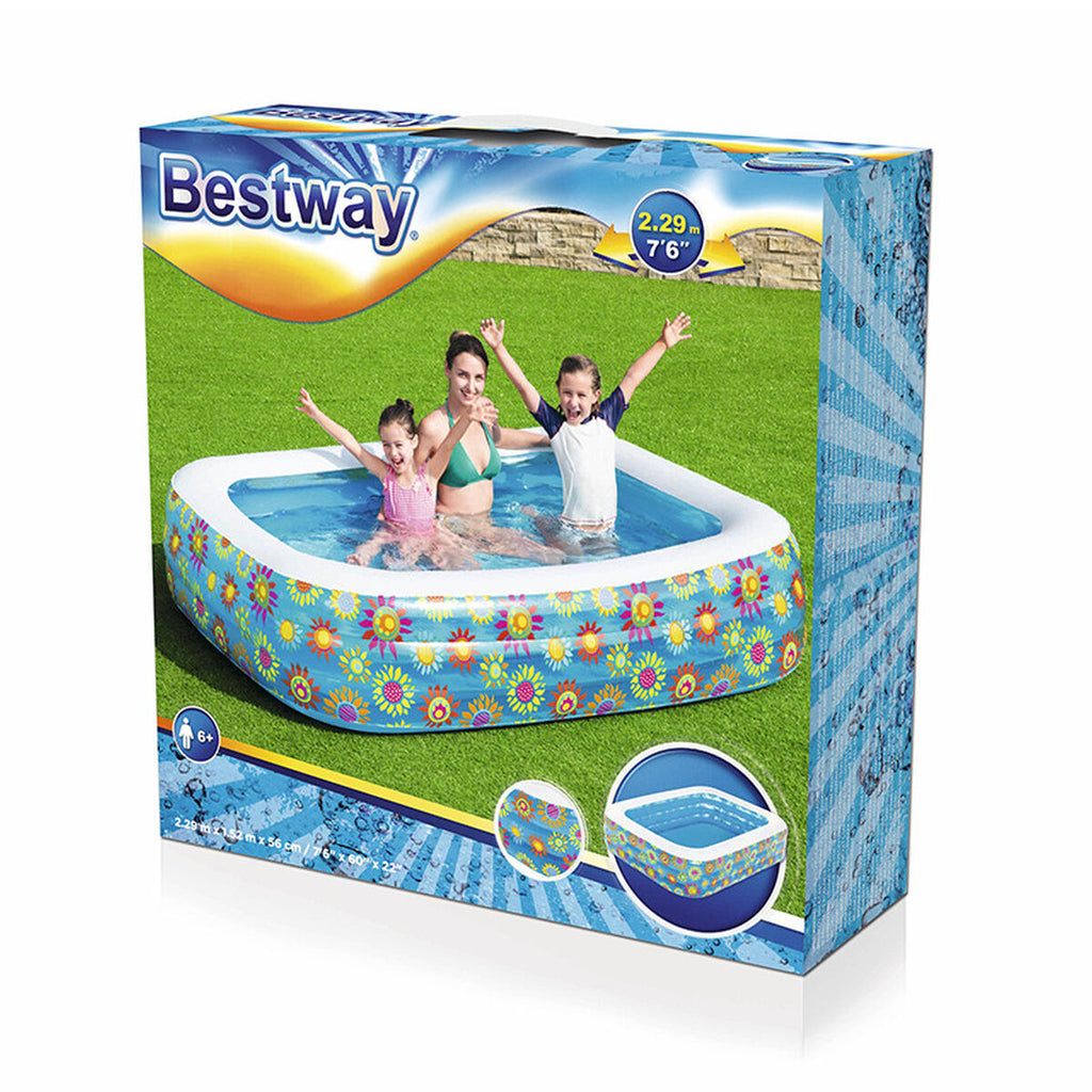 Bestway Inflatable Pool 3 Chambers Floral 229x152x56 cm +6 Years Garden 54120