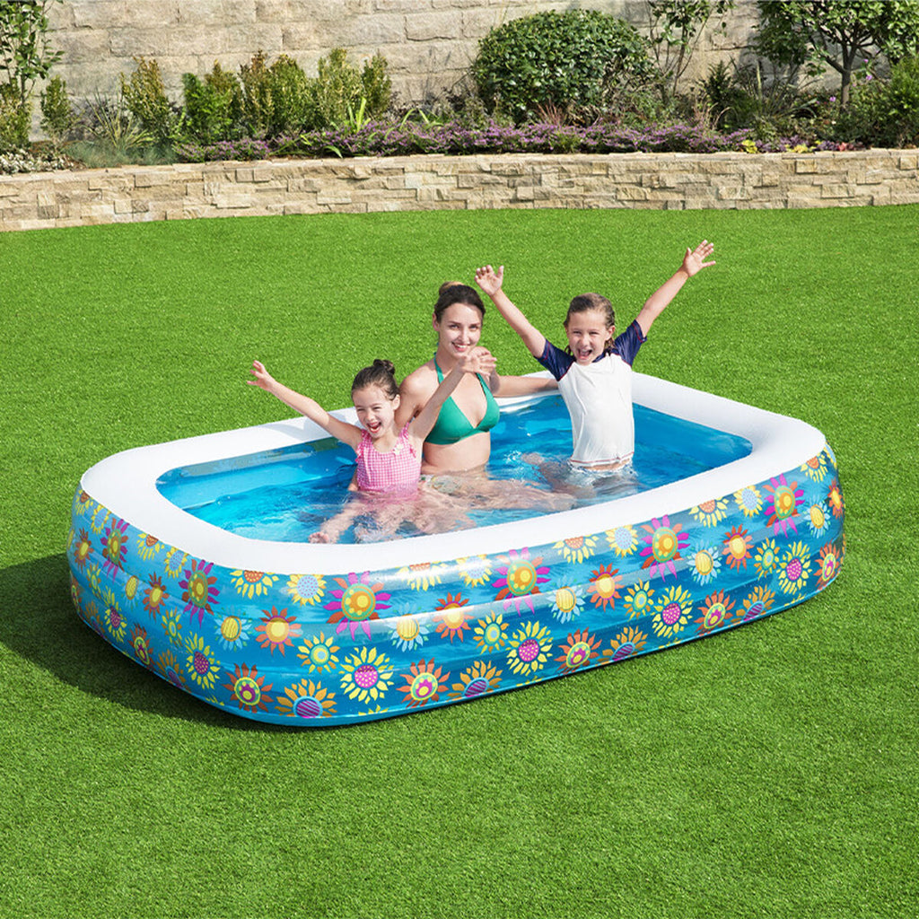 Bestway Inflatable Pool 3 Chambers Floral 229x152x56 cm +6 Years Garden 54120